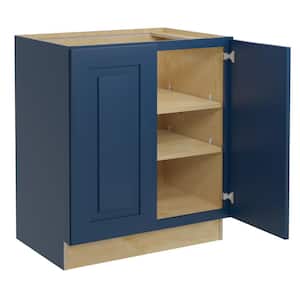 Grayson Mythic Blue Painted Plywood Shaker Assembled Base Kitchen Cabinet FH Soft Close 30 in W x 24 in D x 34.5 in H