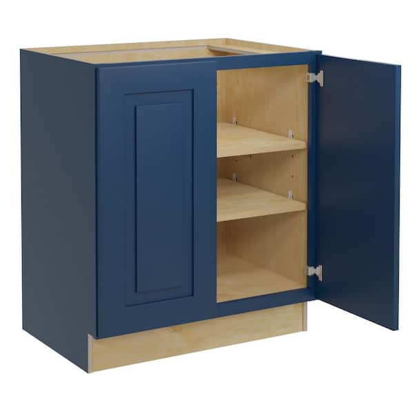 Home Decorators Collection Grayson 30 in. W x 24 in. D x 34.5 in. H Assembled Plywood Full Height Door Base Kitchen Cabinet in Mythic Blue