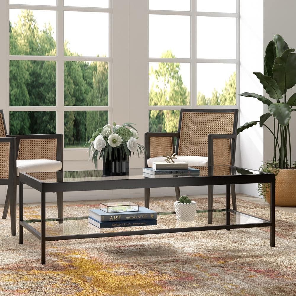 Alexis 54" Blackened Bronze Glass Coffee Table