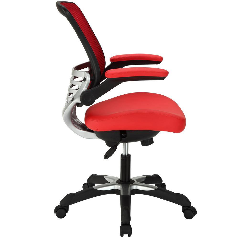 ErgoFlex Red Vinyl Swivel Office Chair with Adjustable Arms