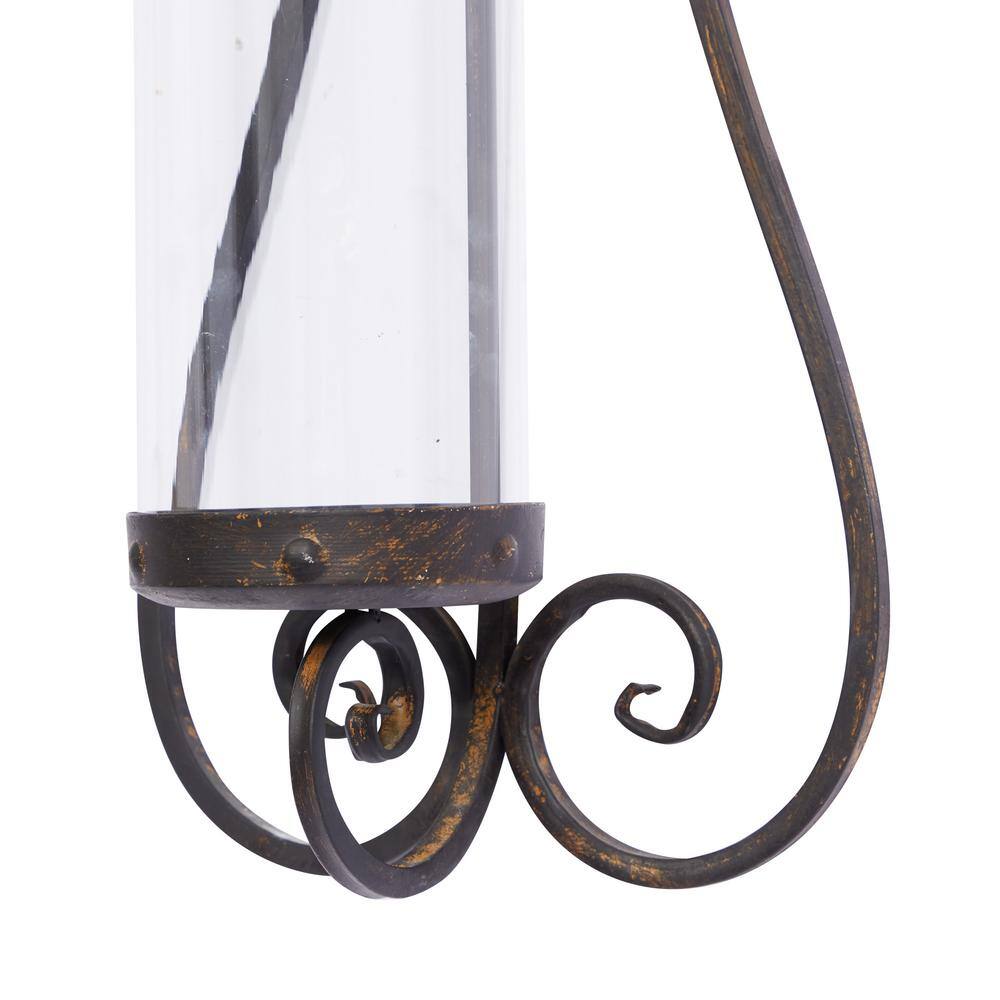 Elegant Black Metal and Glass 31" Traditional Hurricane Candle Lantern