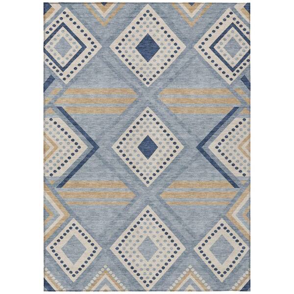 Chantille Machine Washable Indoor/Outdoor Abstract ACN3128 Spa 3 ft. x 5 ft. Area Rug
