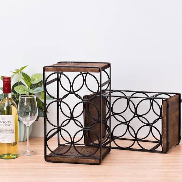 Numhew 7.88 in. W x 7.1 in. D x 13.6 in. H Countertop Wine Rack