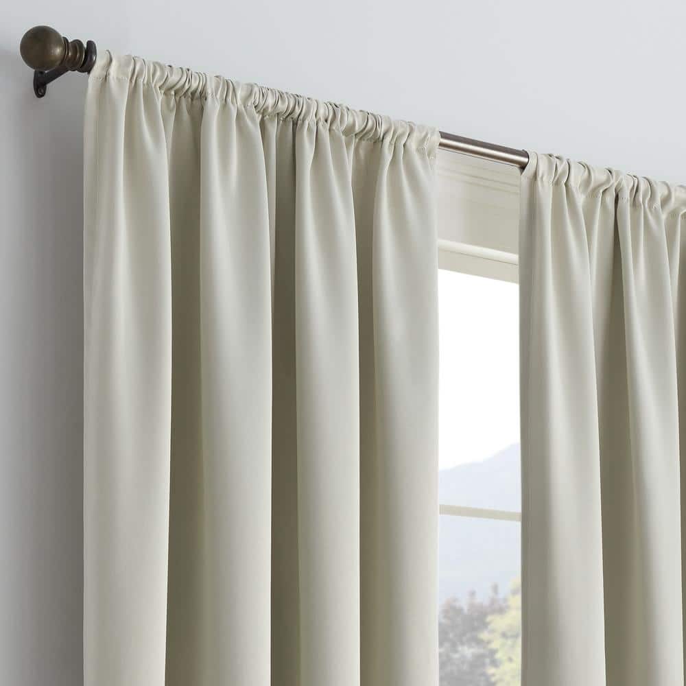 Stone Gray Long Room-Darkening Rod Pocket Curtain Panel