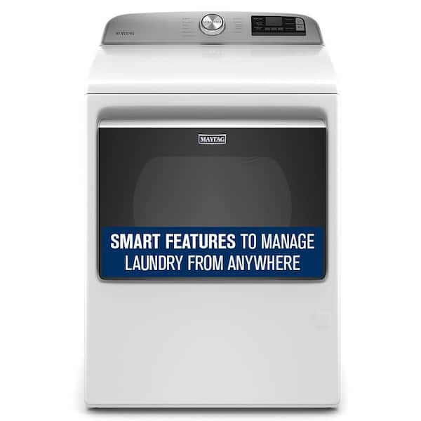 7.4 cu. ft. 120-Volt Smart Capable White Gas Dryer with Hamper Door