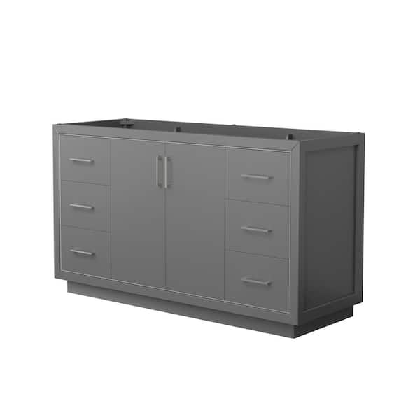 Wyndham Collection Icon 59.25 in. W x 21.75 in. D x 34.25 in. H Single Bath Vanity Cabinet without Top in Dark Gray