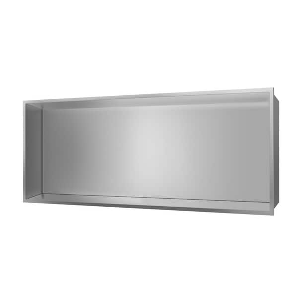 24 in. W x 12 in. H x 4 in. D Stainless Steel Bathroom Wall Shower Niche Standard Single Niche in Brushed Nickel