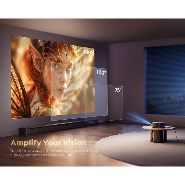 Vrbgify 1920 x 1080 4K Smart Projector with 1000 Lumens, WiFi 6