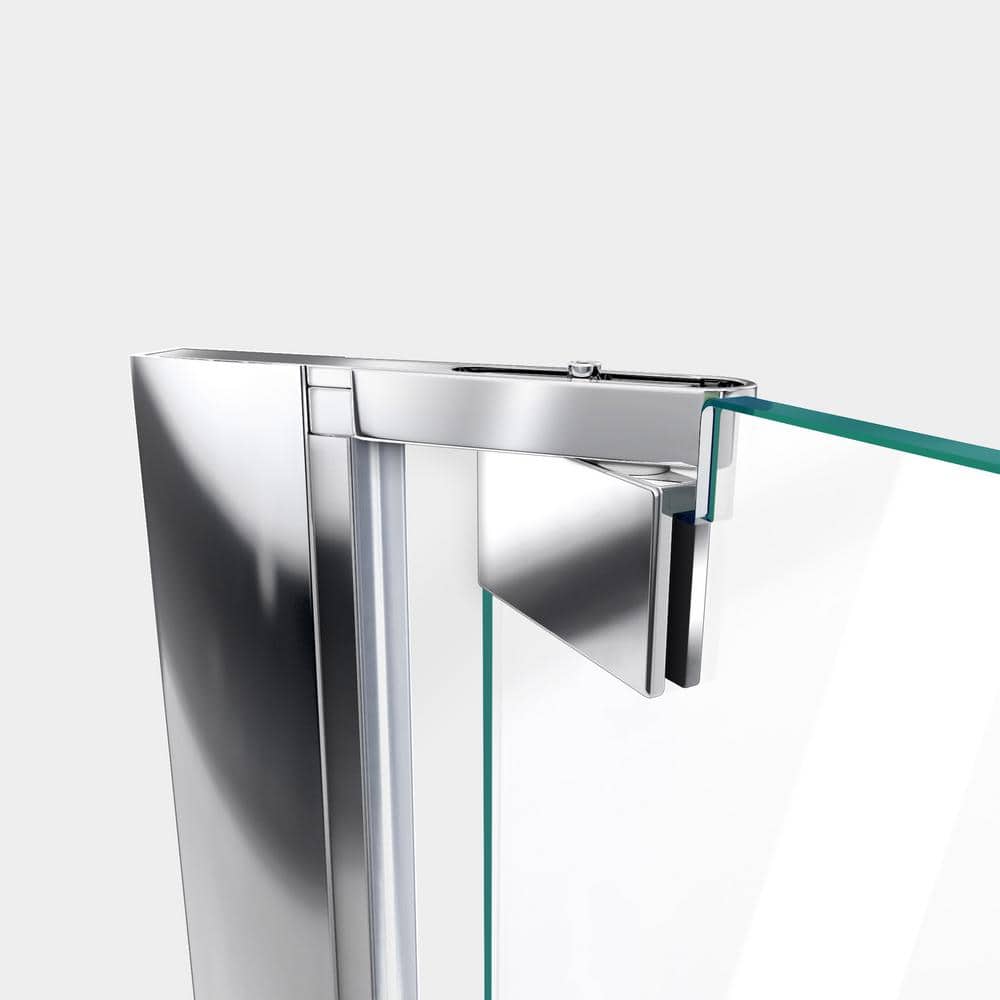 Elegance Frameless Pivot Shower Door with Clear Glass and Bronze Hardware