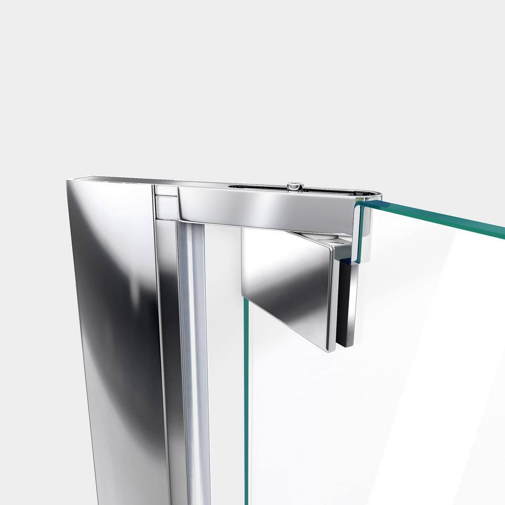 Elegance 53" Frameless Pivot Shower Door in Clear Glass and Bronze