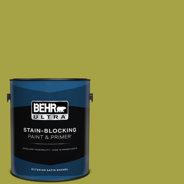 BEHR ULTRA 1 gal. #400B-7 Lemon Grass Satin Enamel Exterior Paint & Primer