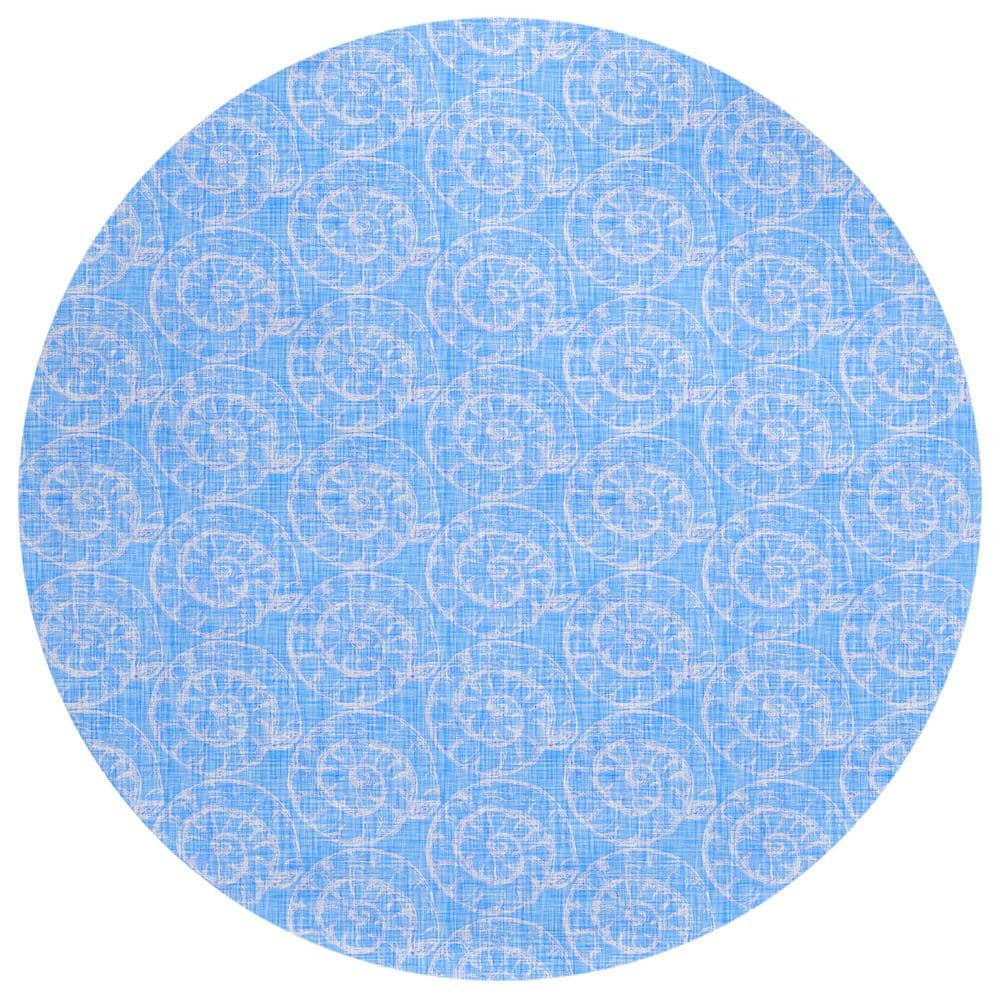 Surfside Blue 8 ft. x 8 ft. Geometric Indoor/Outdoor Area Rug