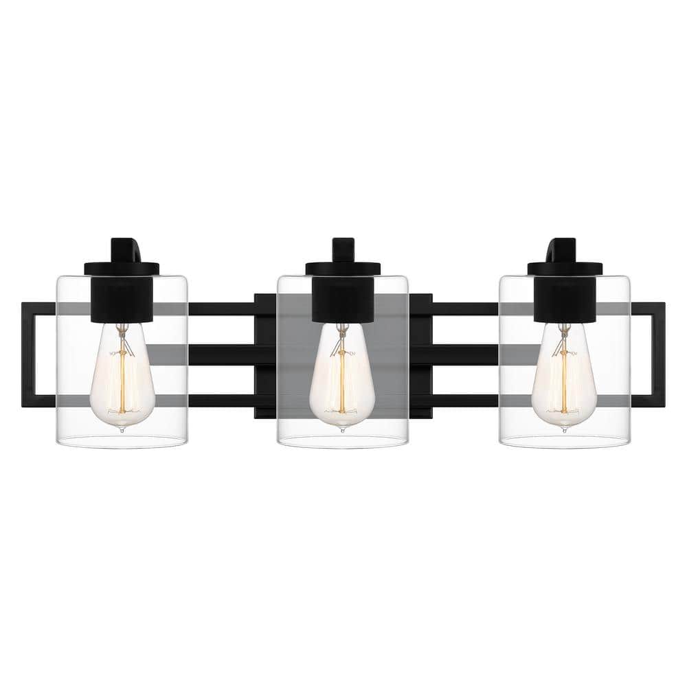 Lansdowne 24" Matte Black Steel 3-Light Vanity Fixture
