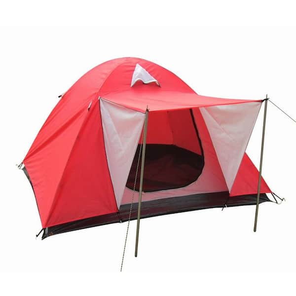 proHT 3-Person Dome Tent with Door Canopy in Red