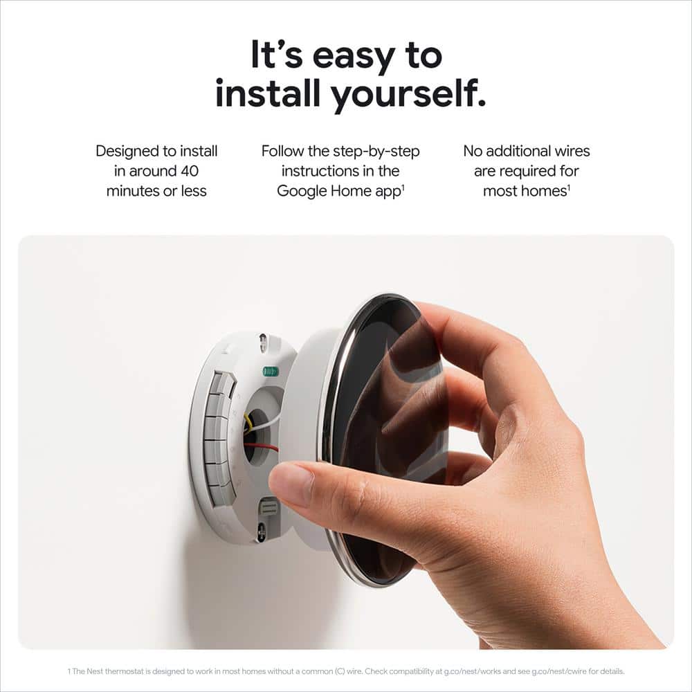 Google Nest Black Programmable Learning Thermostat with Temperature Sensor