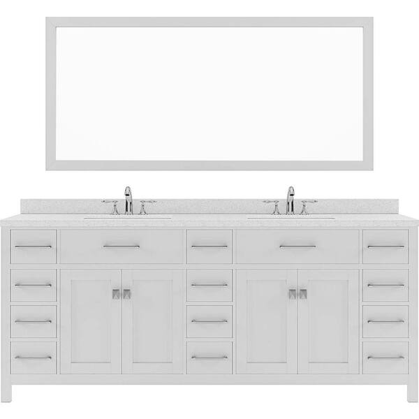 Virtu USA Caroline Parkway 78 in. W x 22 in. D x 35 in. H Double Sink