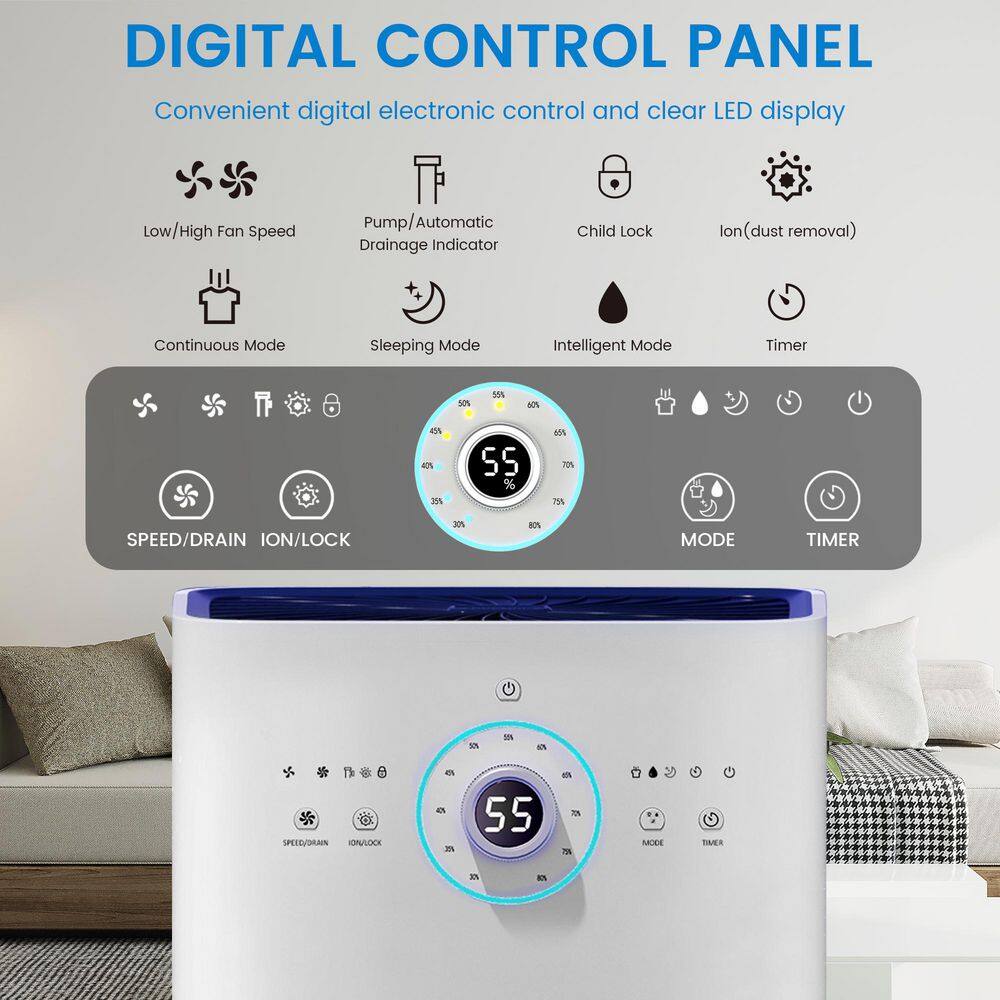 125 Pt White Commercial Dehumidifier with Pump and Auto Defrost