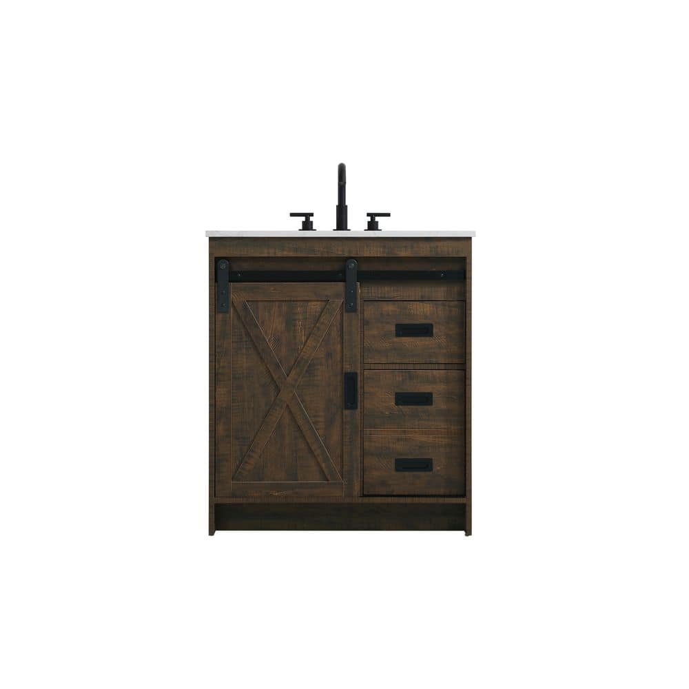 30 in. Single Sink Expresso Bath Vanity with White Engineered Marble Top price history on PriceWatchPro