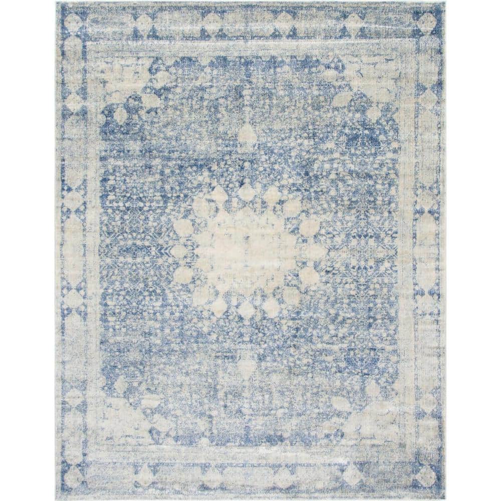Navy Blue Braided Synthetic 8' x 10' Easy Care Area Rug