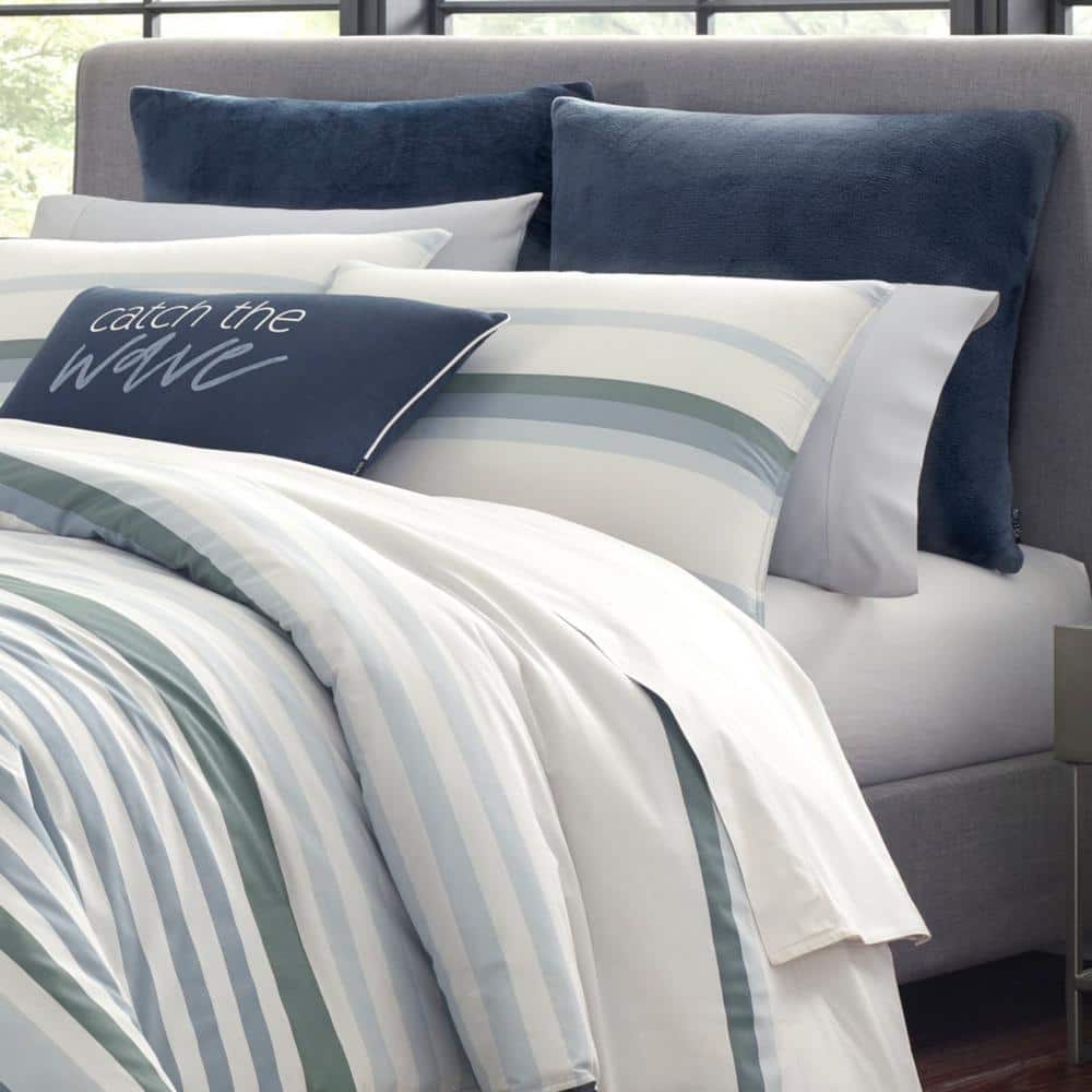 Lansier Twin XL Gray and White Cotton Duvet Cover Set
