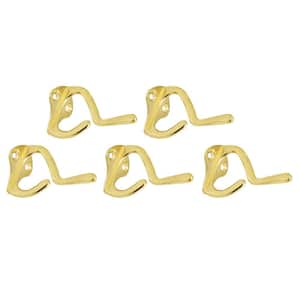 3 in. Polished Brass Double Hat and Coat Hook (5-Pack)