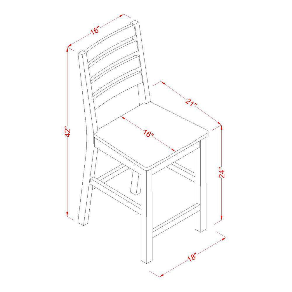 Modern 5-Piece Oak Counter Height Dining Set with Ladder Back Chairs