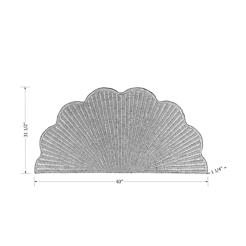 Natural Wicker Queen Wall-Mounted Seashell Headboard
