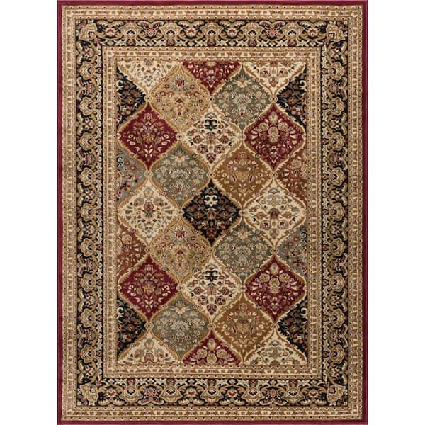 Sensation Border Red 9 ft. x 12 ft. Indoor Area Rug