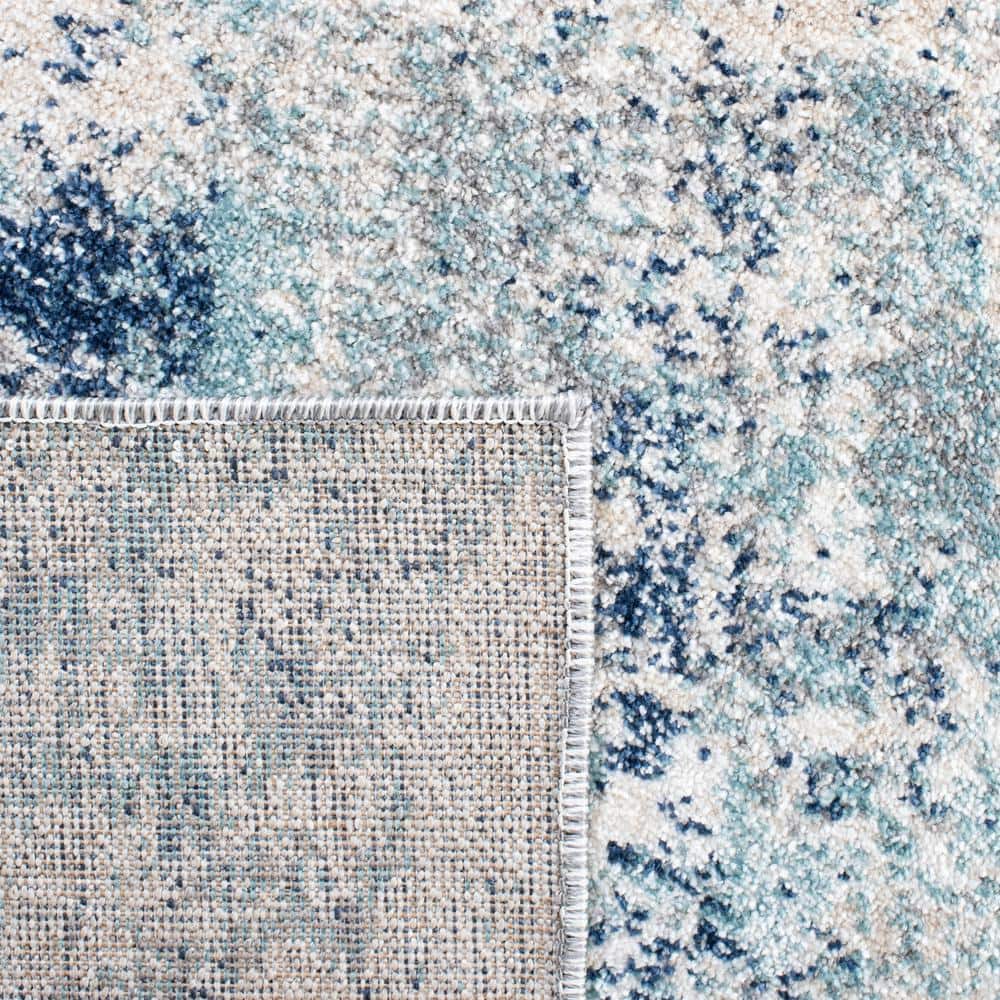 Blue Abstract Stain-Resistant Synthetic Area Rug 24" x 8"