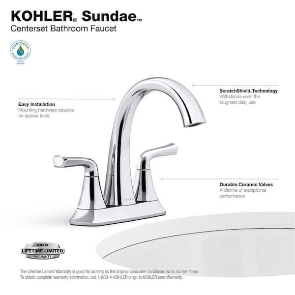 KOHLER Sundae 8 in. Widespread Double Handles Bathroom Faucet in Vibrant  Brushed Moderne Brass K-R28797-4D-2MB - The Home Depot