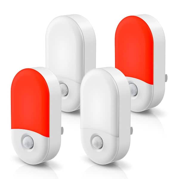 LED Red Motion Sensor Night Light Plug-In, 30/60LM Red Light for Kids, Hallway, Holiday or Christmas Decor(4-Pack)