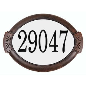 Classic Cast Aluminum Oval Address Plaque, Antique Copper