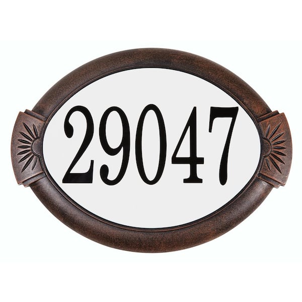 KLASSEN BRONZE LIMITED Classic Cast Aluminum Oval Address Plaque, Antique Copper