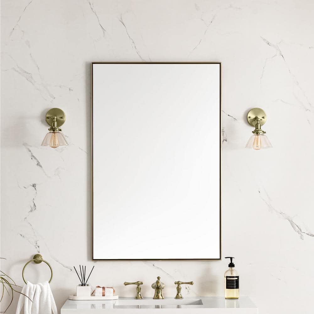 Champagne Brass Rectangular Framed Vanity Mirror 40" x 26"