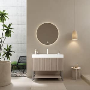 36 in. Freestanding Light Oak Bath Vanity with White Acrylic Top and White Acrylic Basin