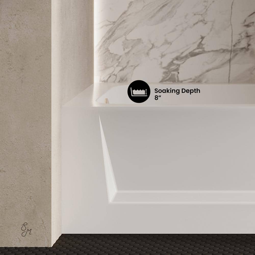 Virage 60" Glossy White Acrylic Alcove Bathtub with Apron