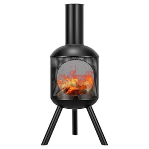 46 in. H Outdoor Cold-Rolled Steel Chiminea Fireplace with Fire Poker