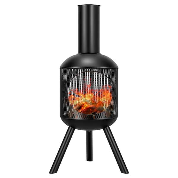 VIVOHOME 46 In. H Outdoor Cold-Rolled Steel Chiminea Fireplace With ...