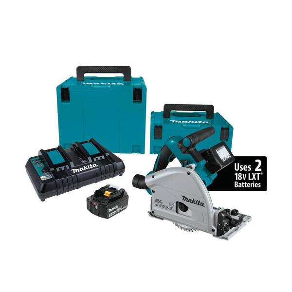 Makita - 18V X2 LXT Lithium-Ion (36V) Brushless Cordless 6-1/2 in. Plunge Circular Saw w/ (2) Batteries 5.0Ah, 55T Blade