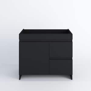 Mace 36 in. W x 20 in. D x 35 in. H Single-Sink Bath Vanity Cabinet without Top in Black Right-Side Drawers