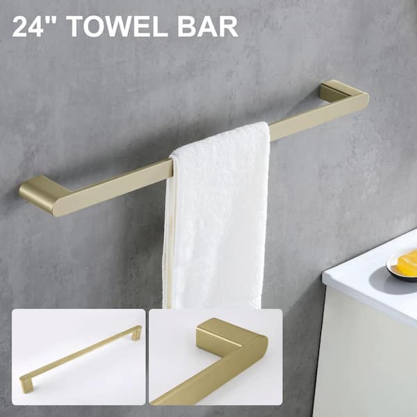 Newly Brass Bathroom Accessories Brushed Gold Towel Rack Bar Brush Paper Holder 