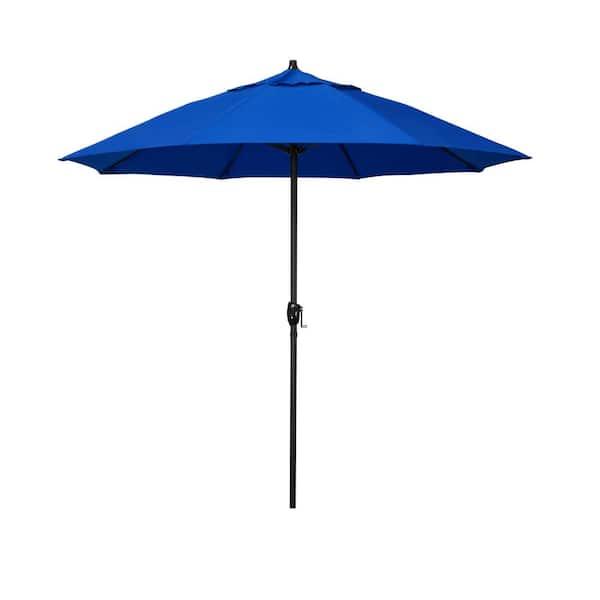 California Umbrella 7.5 ft. Bronze Aluminum Market Patio Umbrella with Fiberglass Ribs and Auto Tilt in Pacific Blue Pacifica