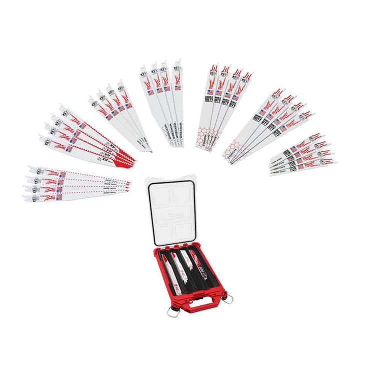 Milwaukee SAWZALL 9 in. 8 TPI Metal Cutting NITRUS Torch PACKOUT Kit & Wood & Metal Cutting Bi-Metal Recip Saw Blade Set (54-PC)