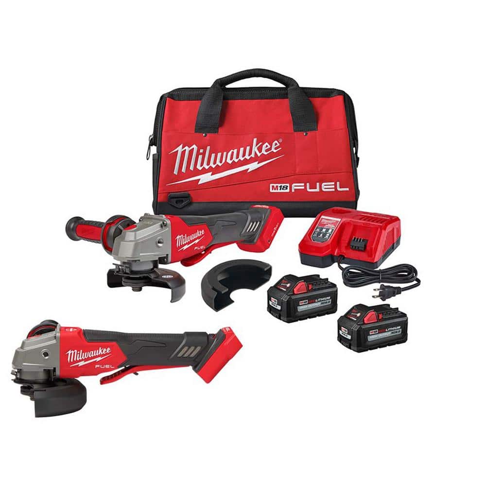 M18 FUEL 18-Volt Lithium-Ion Brushless Cordless 4-1/2 in./5 in. Braking Grinder Kit w/M18 FUEL Grinder -  Milwaukee, 2882-22-2888-20