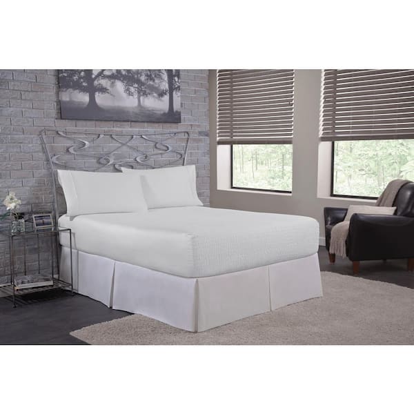 BedTite Absolutely Fitting 4-Piece White Solid 800TC Cotton Blend Queen Sheet Set