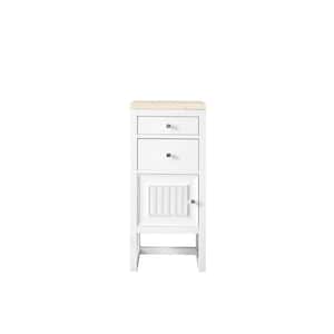 Athens 15.0 in. W x 15 in.D x 33.3 in. H Vanity Side Cabinet in Glossy White with Eternal Marfil Quartz Top