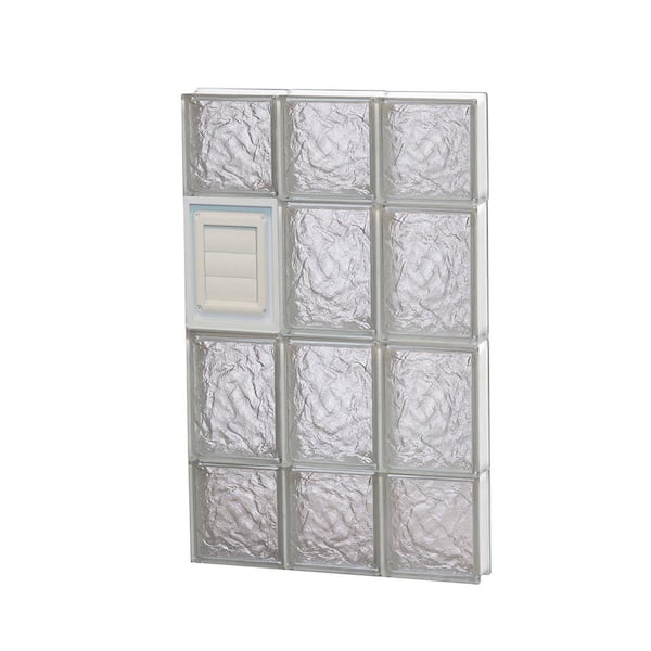 Clearly Secure 17.25 in. x 27 in. x 3.125 in. Frameless Ice Pattern Glass Block Window with Dryer Vent