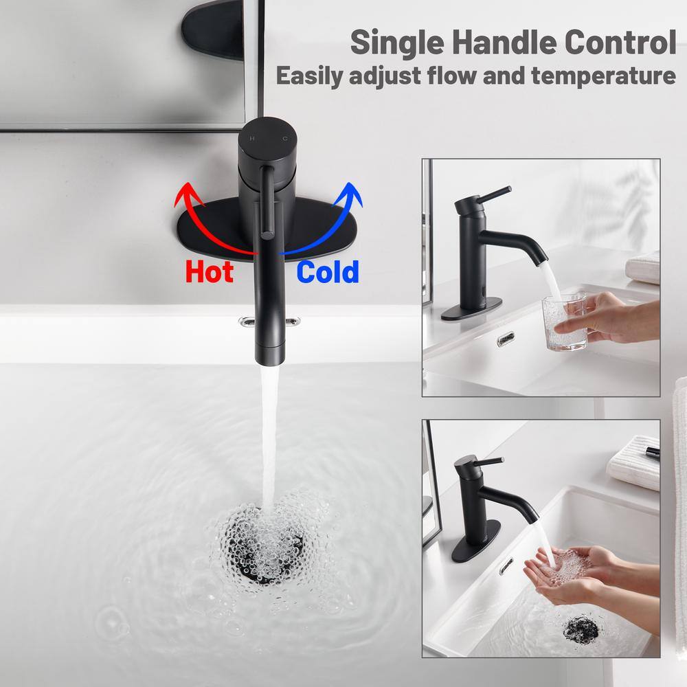 Matte Black Stainless Steel Touchless Bathroom Sink Faucet