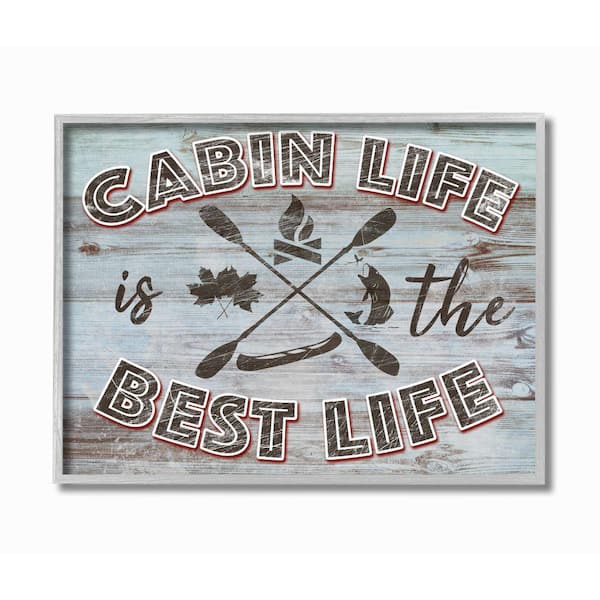 Stupell Industries 16 in. x 20 in. "Cabin Life Country Home Wood Textured Word" by Marcus Prime Framed Wall Art