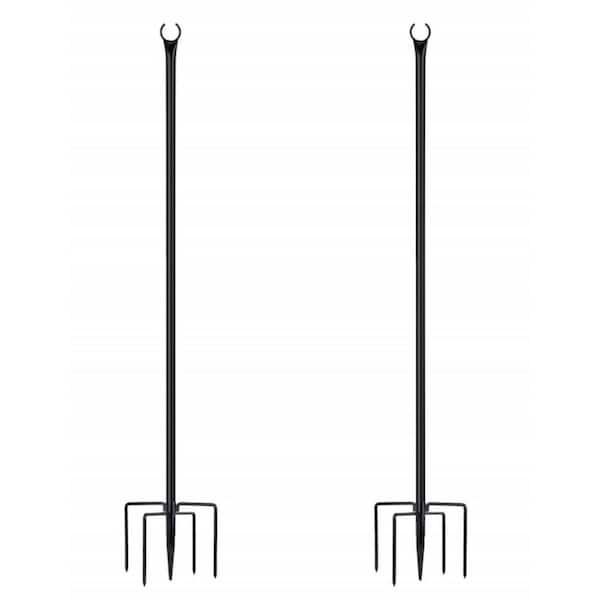 Angel Sar 9.8 ft. Steel Outdoor String Light U-Shaped Poles Flagpole (2-Pack)
